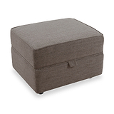 Thornby Storage Footstool Mink from Roseland Furniture positioned at an angle to display the black legs and the texture of the footstool