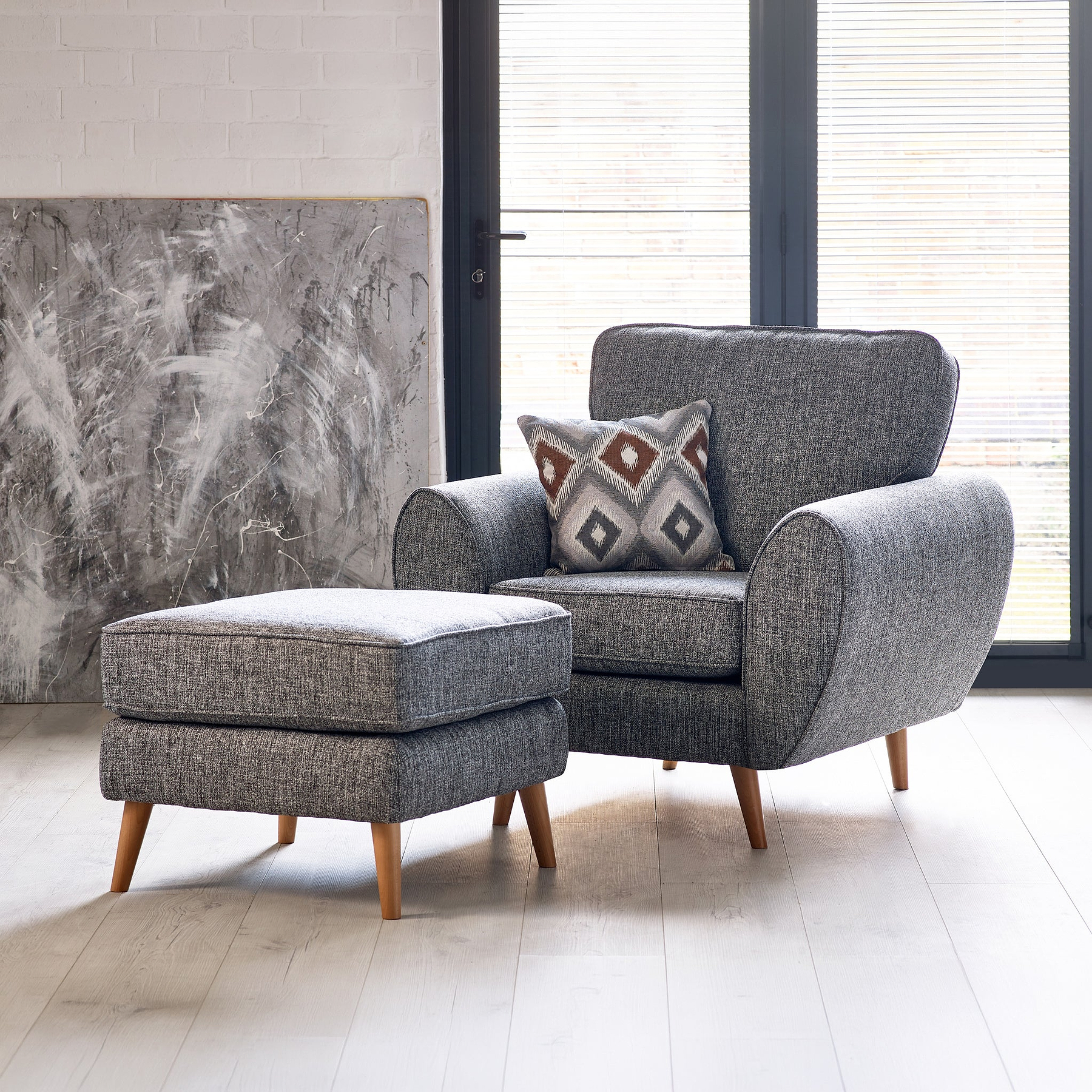 Northwick Armchair and footstool Slate with Light Leg from Roseland Furniture