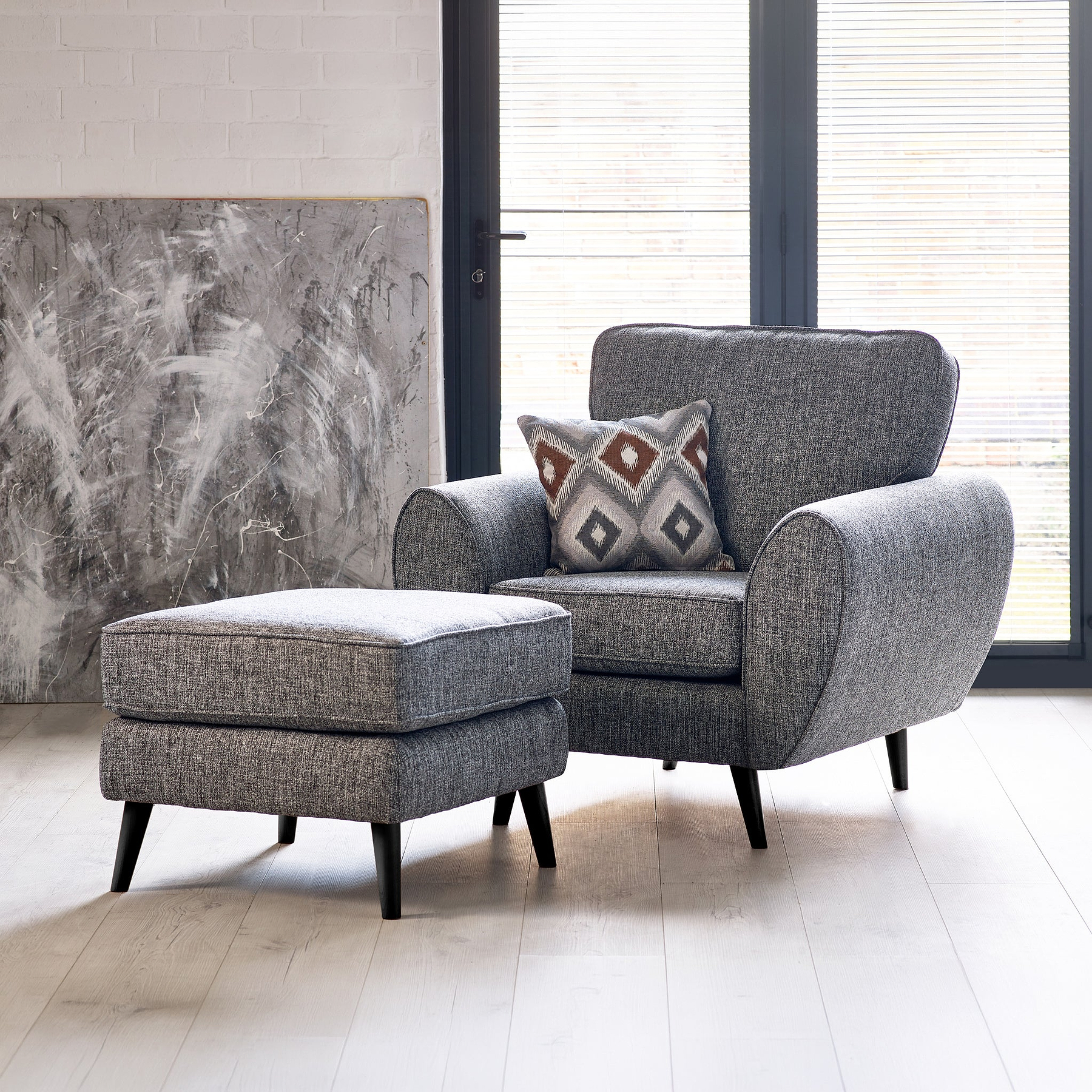 Northwick Armchair and footstool Slate with Dark Leg from Roseland Furniture