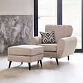 Northwick Armchair and footstool Beige with Dark Leg from Roseland Furniture