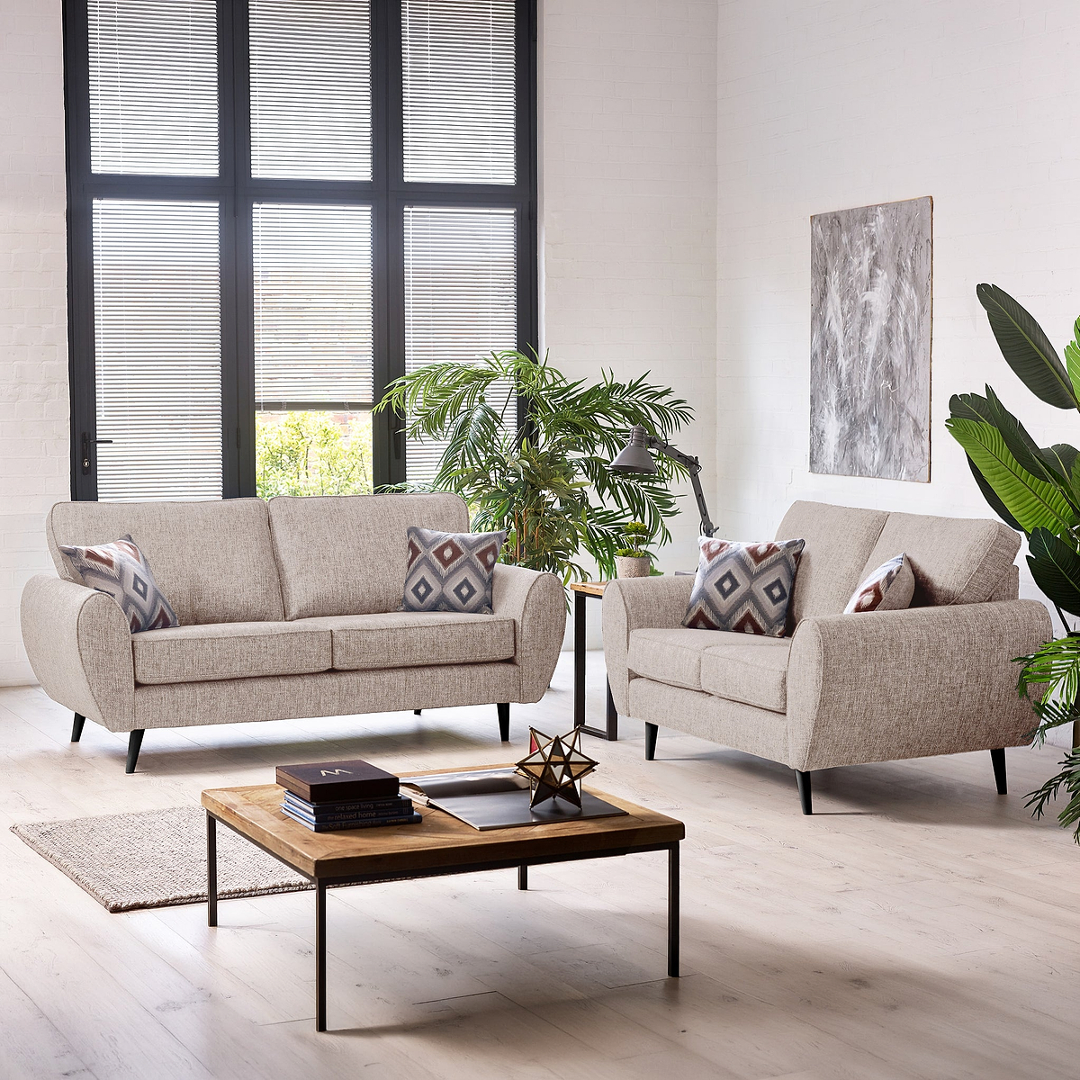 Northwick Sofas Beige with Dark Leg from Roseland Furniture