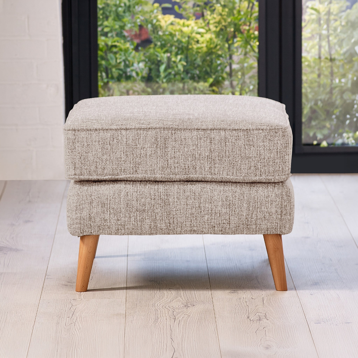 Northwick Footstool Beige with Light Leg from Roseland Furniture