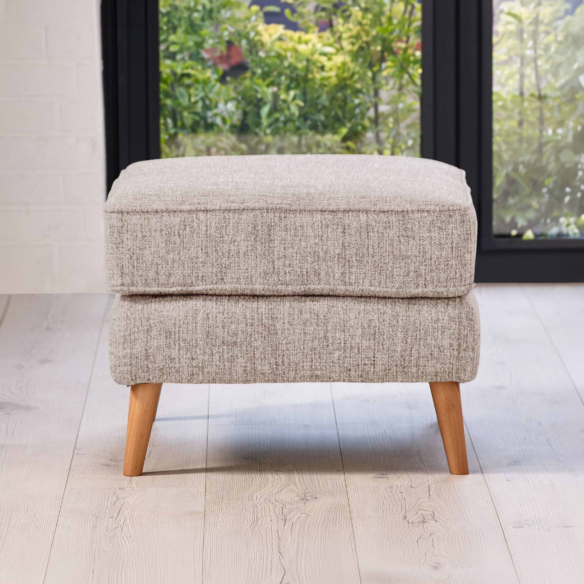 Northwick Footstool Beige with Light Leg from Roseland Furniture