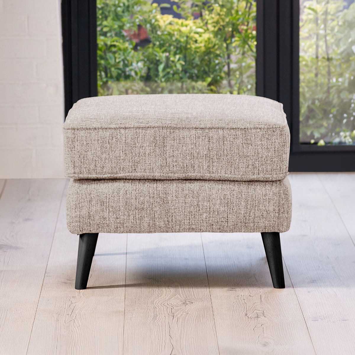 Northwick Footstool Beige with Dark Leg from Roseland Furniture