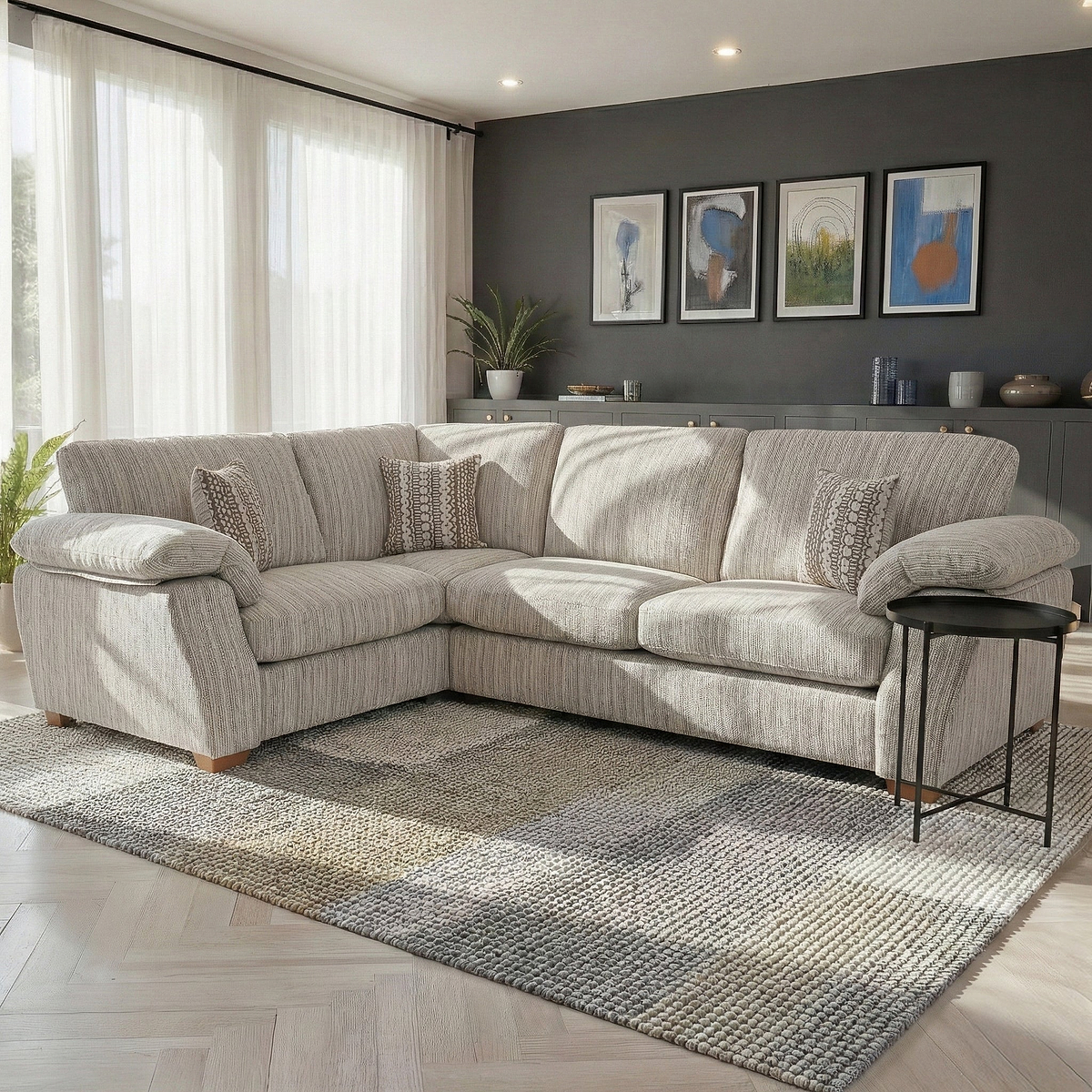Camden Corner Sofa in Cream by Roseland Furniture