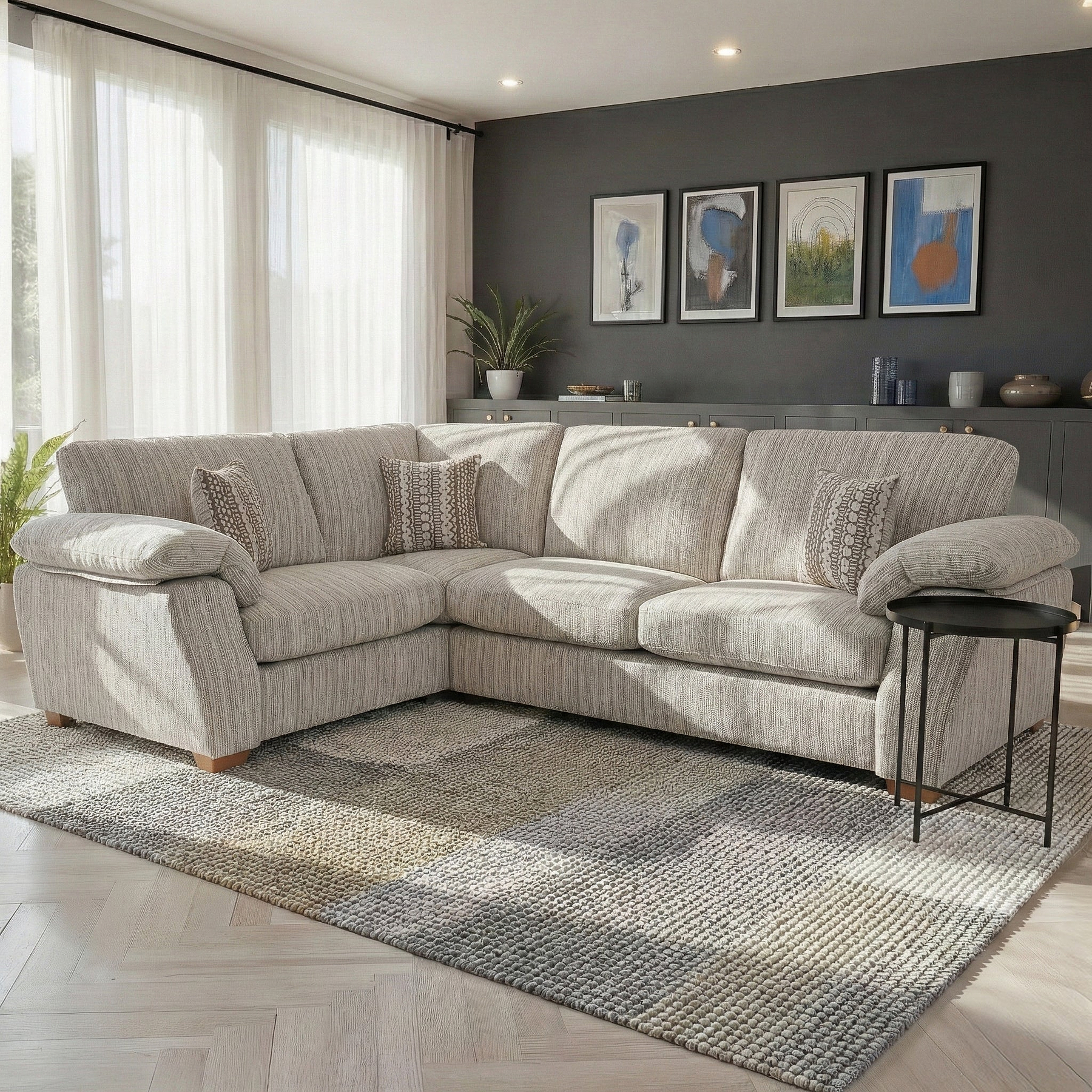 Camden Corner Sofa in Cream by Roseland Furniture