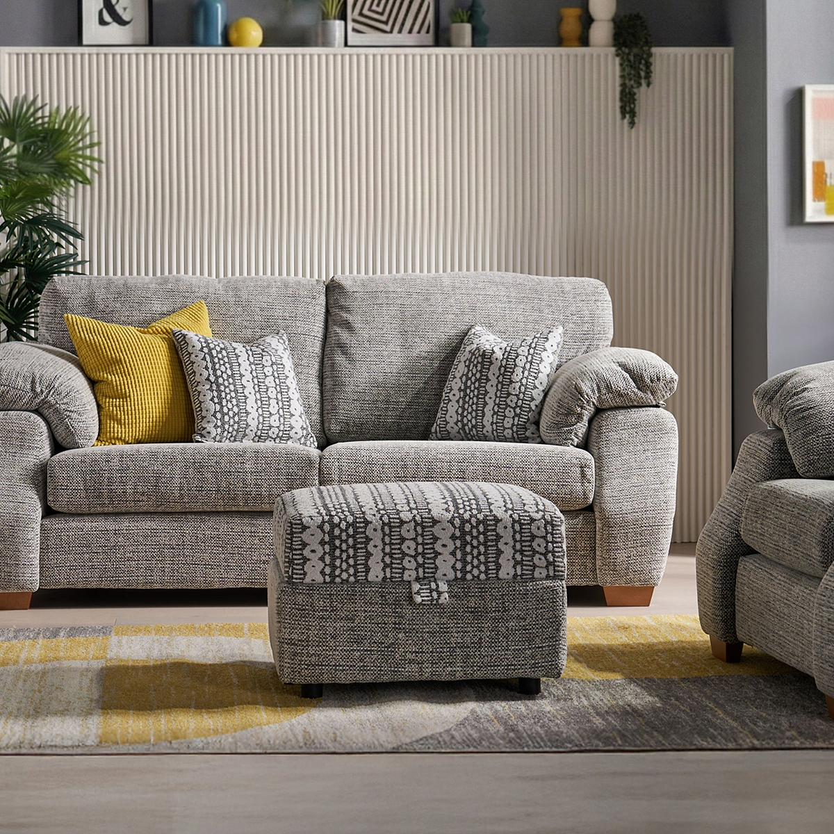 Camden Storage Footstool Tate Grey Bohor Charcoal from Roseland Furniture