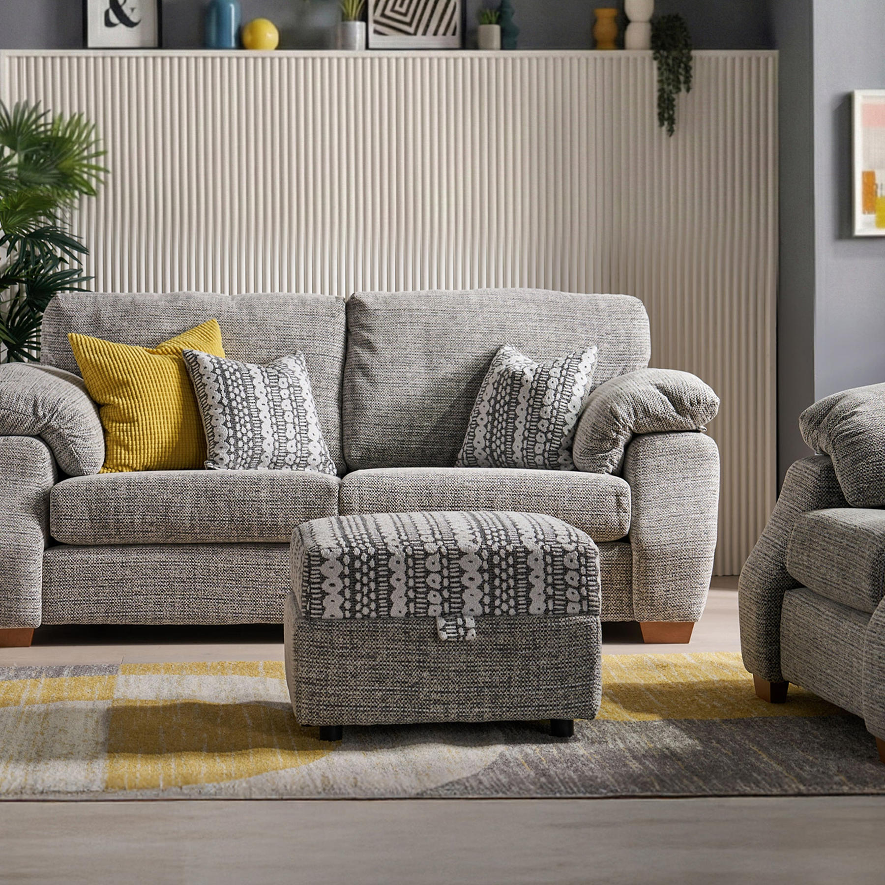 Camden Storage Footstool Tate Grey Bohor Charcoal from Roseland Furniture