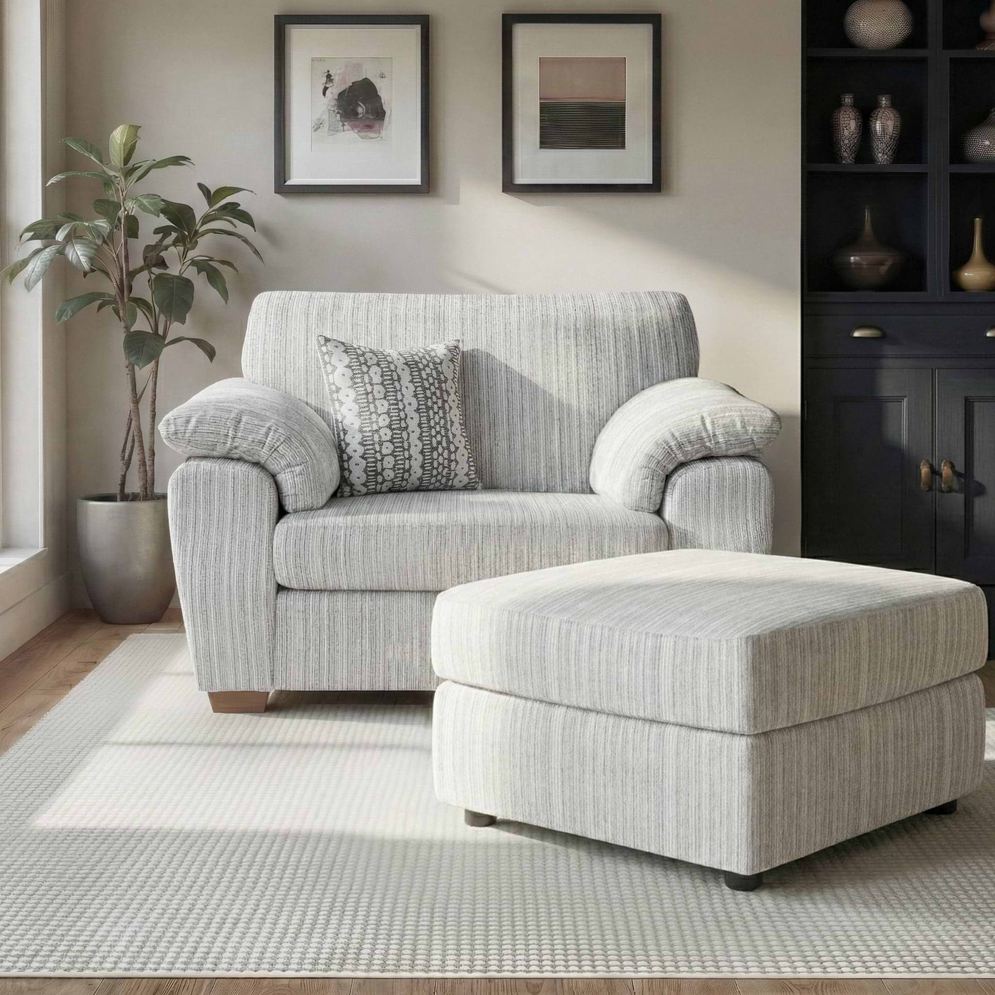 Camden Snuggle Chair Tate Cream Bohor Brown from Roseland Furniture