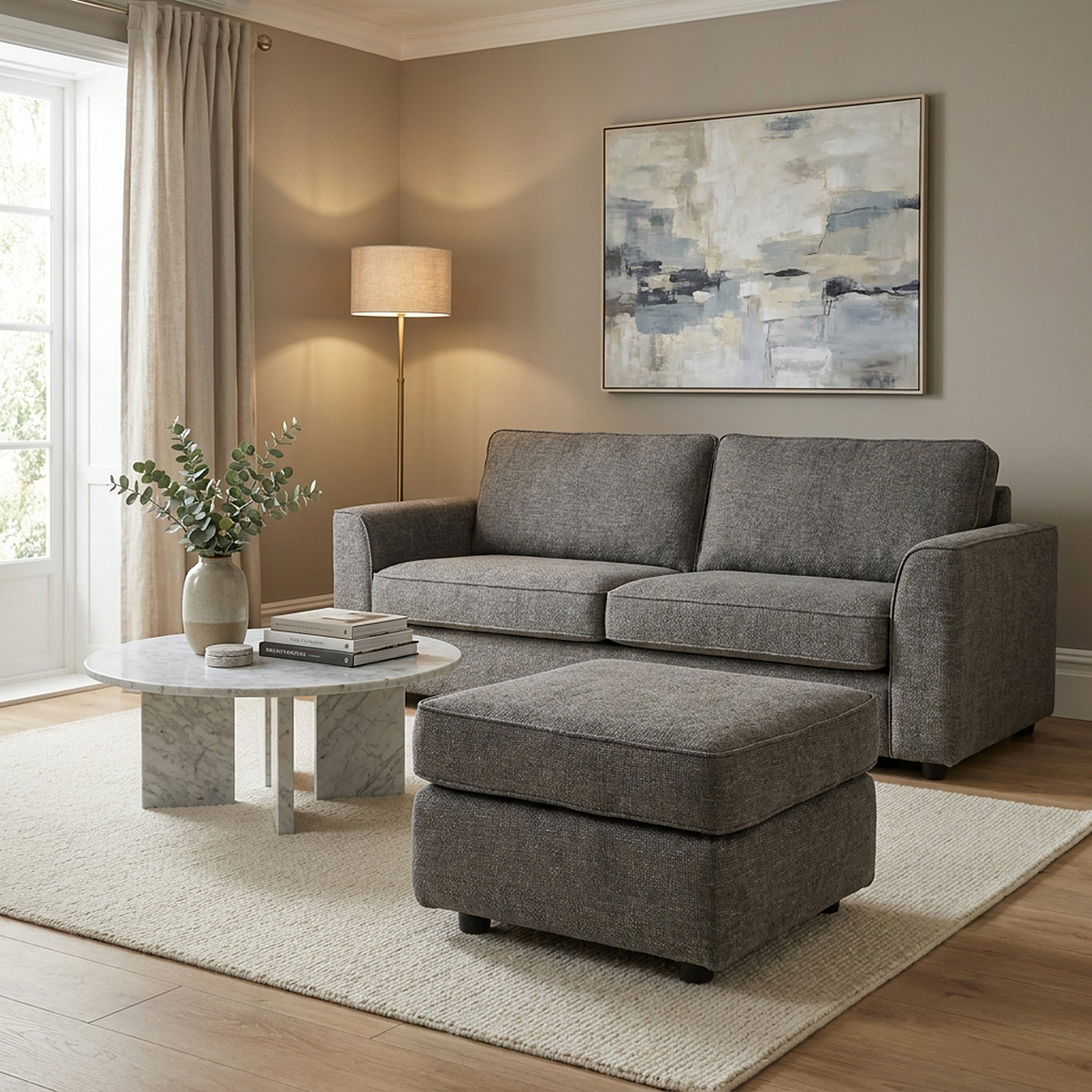Ralston Footstool in Grey from Roseland Furniture