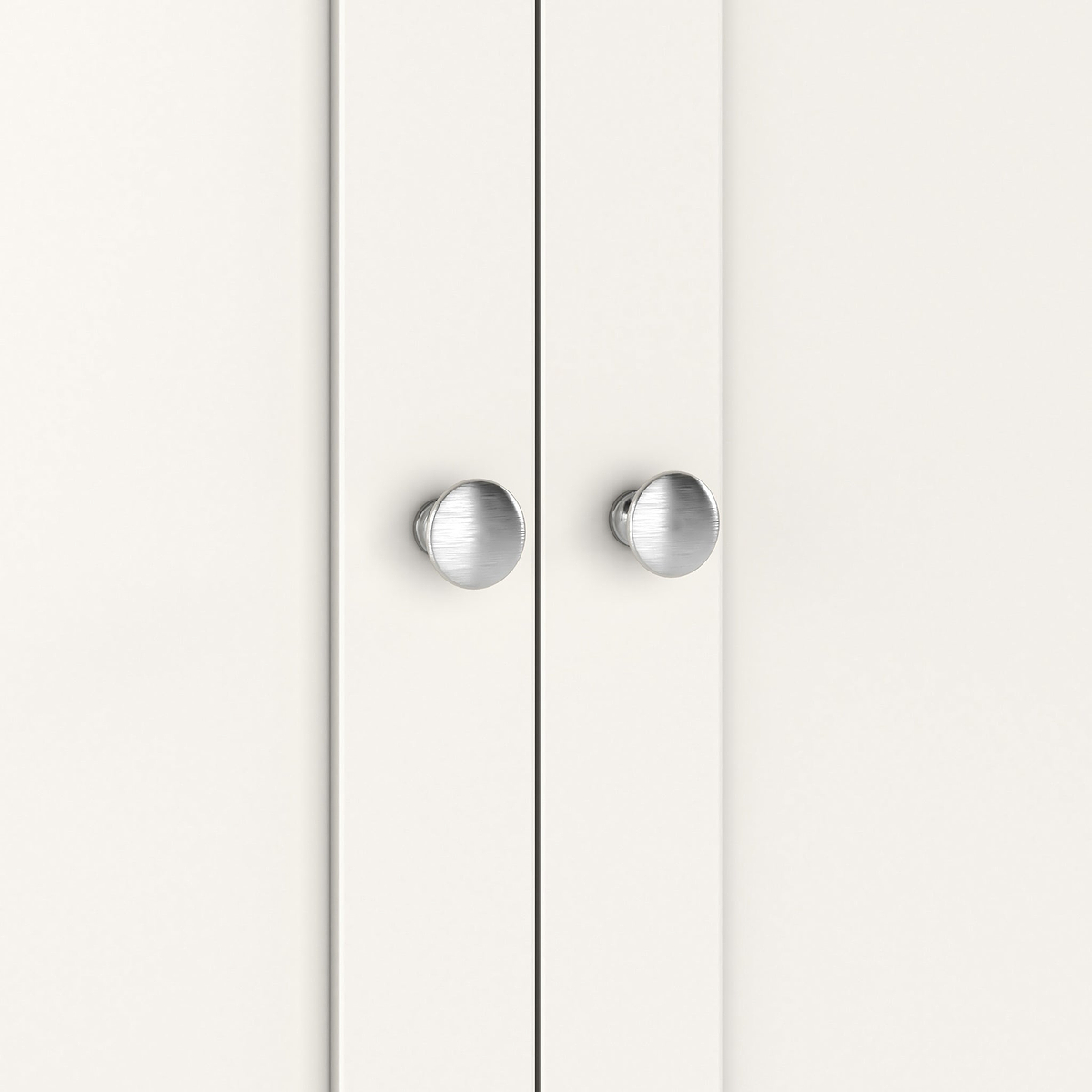 Farrow Coconut White Cupboard with from Roseland Furniture - close up of silver handles