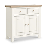 Farrow Coconut White Mini Sideboard with wooden handles from Roseland Furniture
