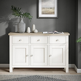 Farrow Coconut White Large Sideboard with metal handles from Roseland Furniture