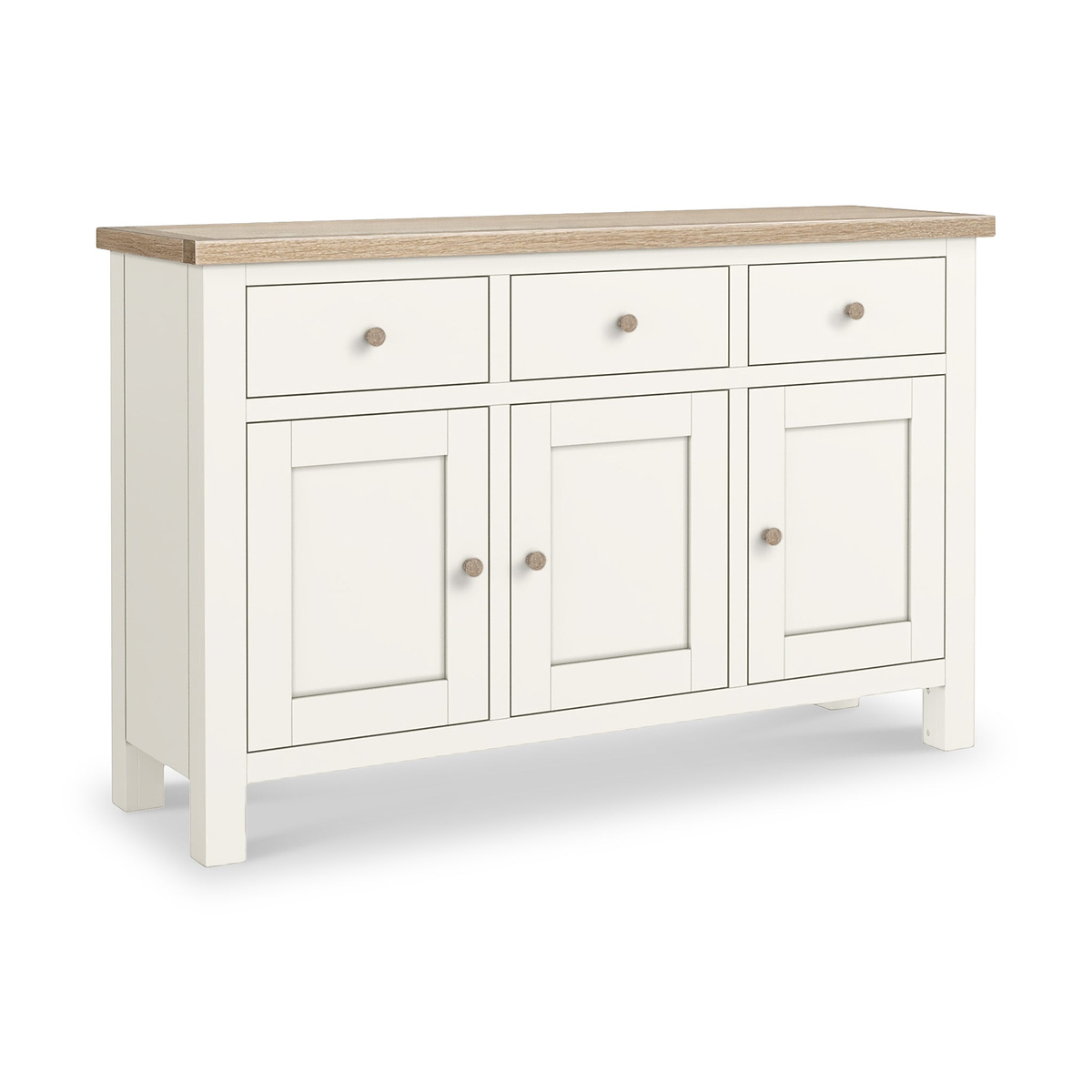 Farrow Coconut White Large Sideboard with wooden handles from Roseland Furniture