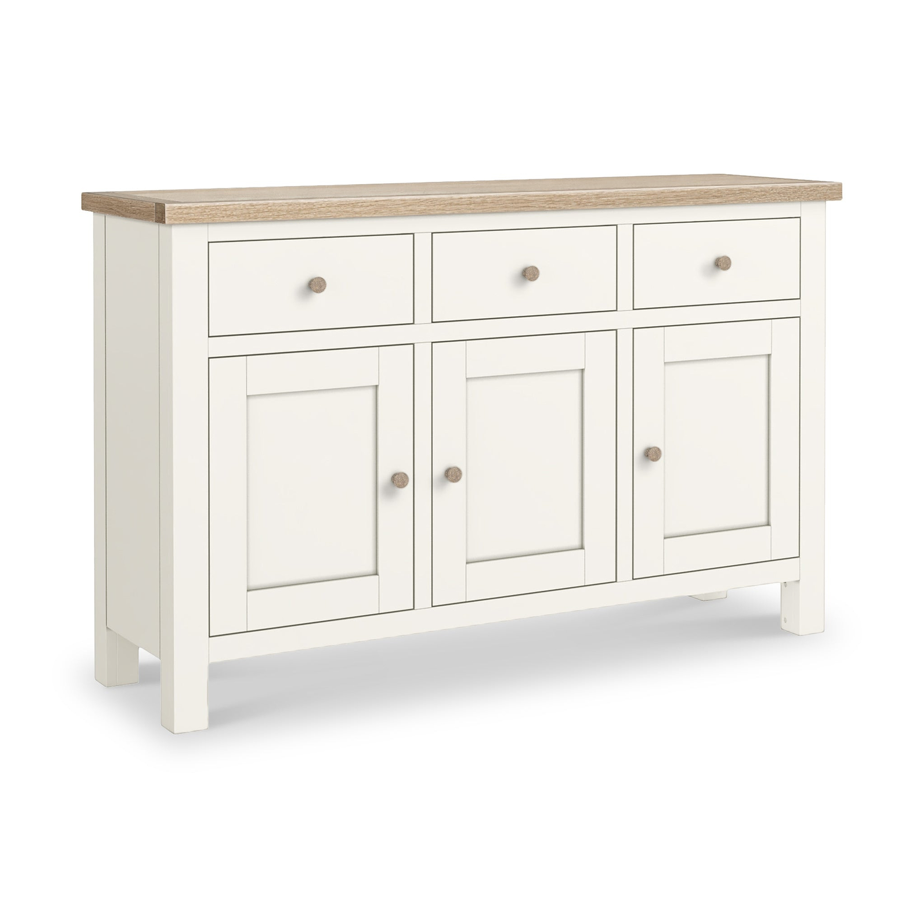 Farrow Coconut White Large Sideboard with wooden handles from Roseland Furniture