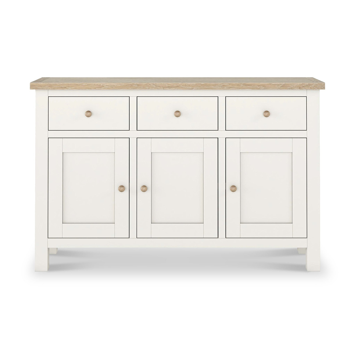 Farrow Coconut White Large Sideboard with wooden handles from Roseland Furniture