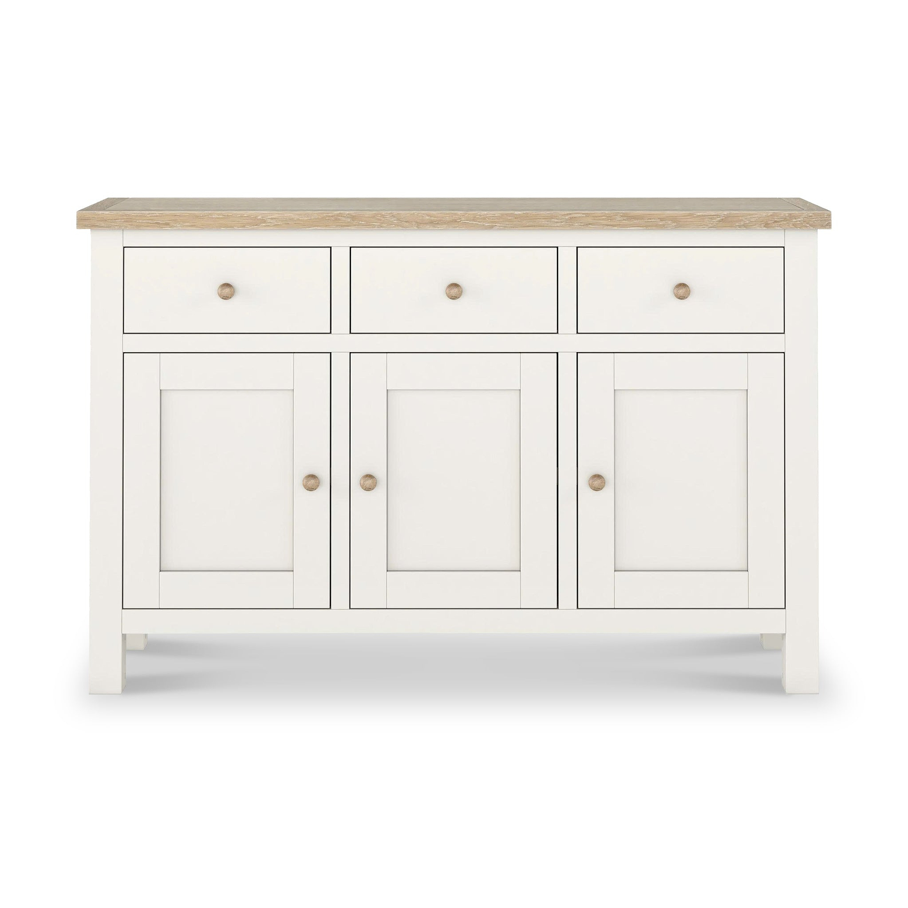 Farrow Coconut White Large Sideboard with wooden handles from Roseland Furniture