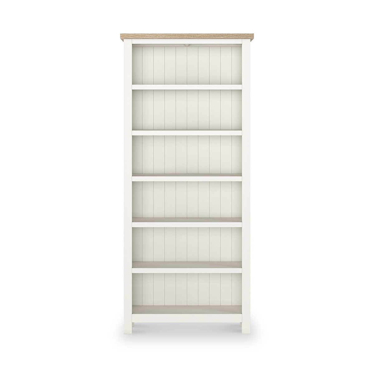 Farrow Washed Oak White Large Bookcase from Roseland Furniture