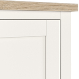Farrow Coconut White Kitchen Larder Unit with washed oak top and wooden handles