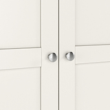 Farrow Coconut White Kitchen Larder Unit with washed oak top and metal handles