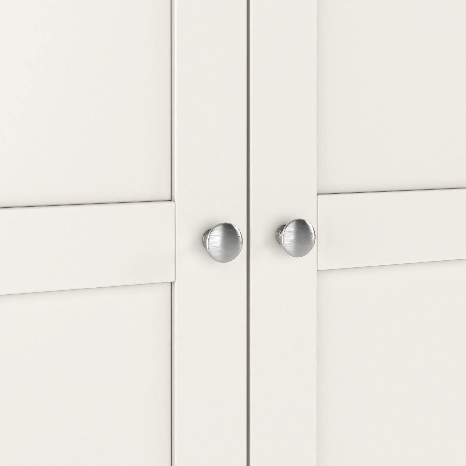 Farrow Coconut White Kitchen Larder Unit with washed oak top and metal handles