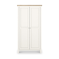 Farrow Coconut White Kitchen Larder Unit with washed oak top and metal handles from Roseland Furniture