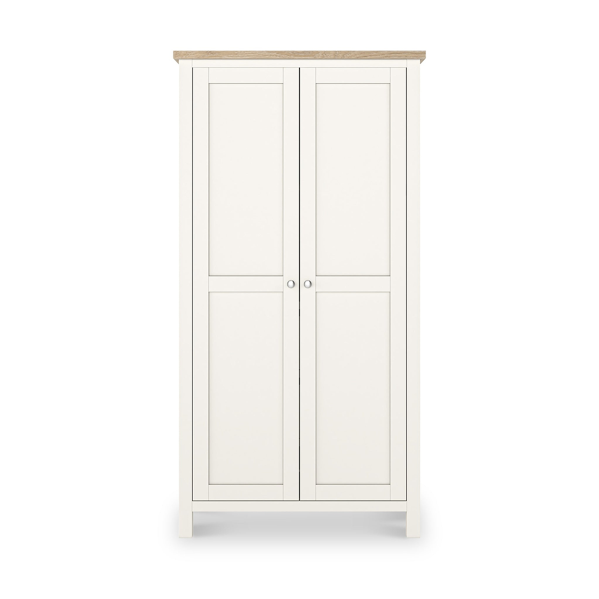 Farrow Coconut White Kitchen Larder Unit with washed oak top and metal handles from Roseland Furniture