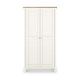 Farrow Coconut White Kitchen Larder Unit with washed oak top and metal handles from Roseland Furniture
