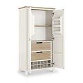 Farrow Coconut White Kitchen Larder Unit with washed oak top and wooden handles from Roseland Furniture
