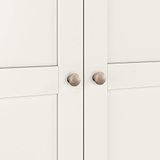 Farrow Coconut White Kitchen Larder Unit with washed oak top and wooden handles