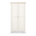 Farrow Coconut White Kitchen Larder Unit with washed oak top and wooden handles from Roseland Furniture