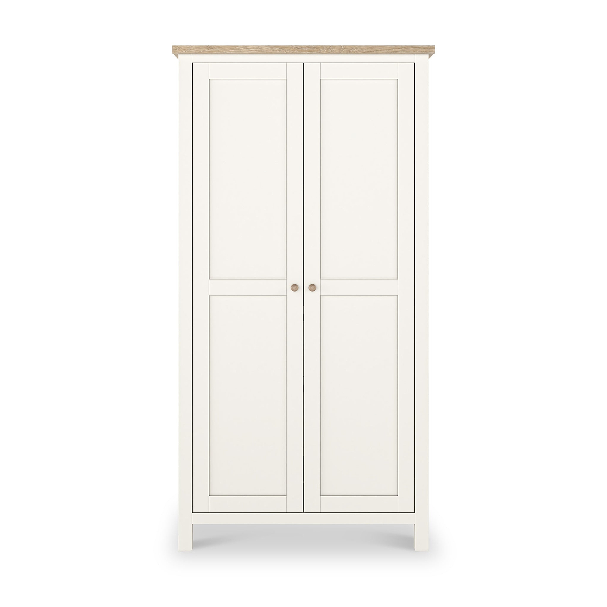 Farrow Coconut White Kitchen Larder Unit with washed oak top and wooden handles from Roseland Furniture