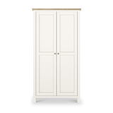 Farrow Coconut White Kitchen Larder Unit with washed oak top and wooden handles from Roseland Furniture