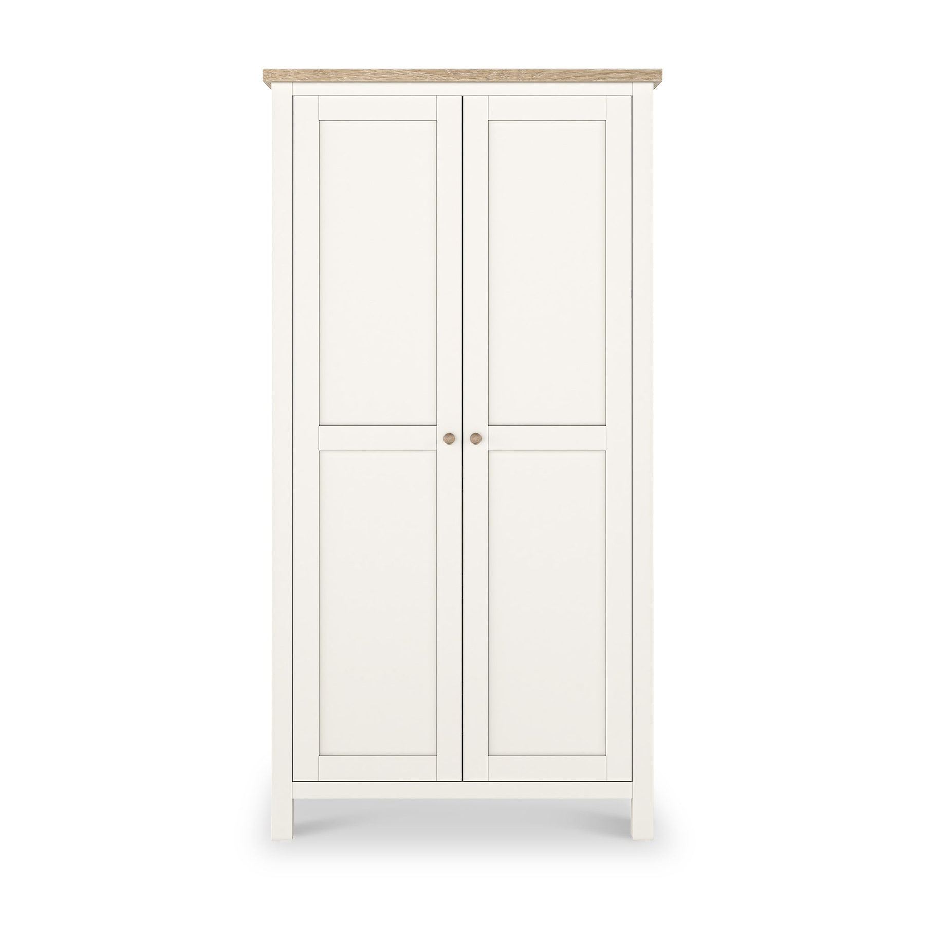 Farrow Coconut White Kitchen Larder Unit with washed oak top and wooden handles from Roseland Furniture