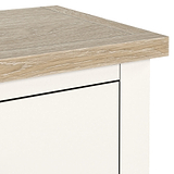 Farrow Coconut White Bedside Table from Roseland Furniture - close up of wooden top