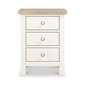 Farrow Coconut White Bedside Table from Roseland Furniture - Front view with silver handles