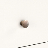 Farrow Coconut White Bedside Table from Roseland Furniture - close up of wooden handles