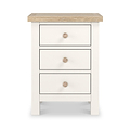 Farrow Coconut White Bedside Table from Roseland Furniture - front view with wooden handles