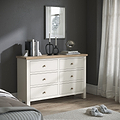 Farrow Coconut White 6 Drawer Chest of Drawers with wooden handles from Roseland Furniture