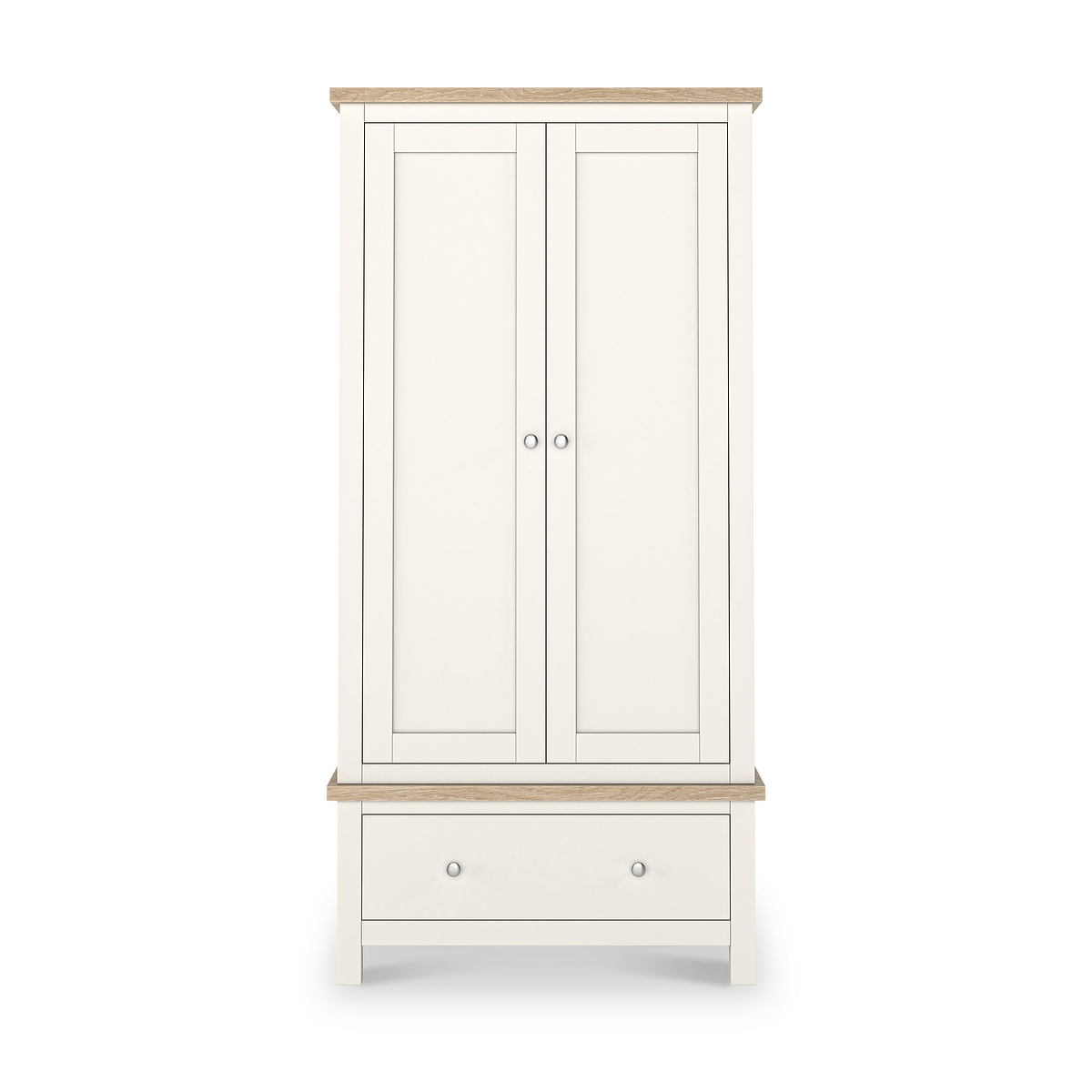 Farrow Coconut White Double Wardrobe with Drawers and metal handles from Roseland Furniture