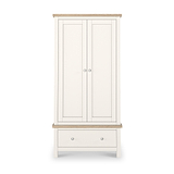 Farrow Coconut White Double Wardrobe with Drawers and metal handles from Roseland Furniture