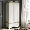 Farrow Coconut White Double Wardrobe with Drawers and metal handles from Roseland Furniture