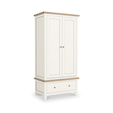 Farrow Coconut White Double Wardrobe with Drawers and wooden handles from Roseland Furniture
