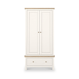 Farrow Coconut White Double Wardrobe with Drawers and wooden handles from Roseland Furniture