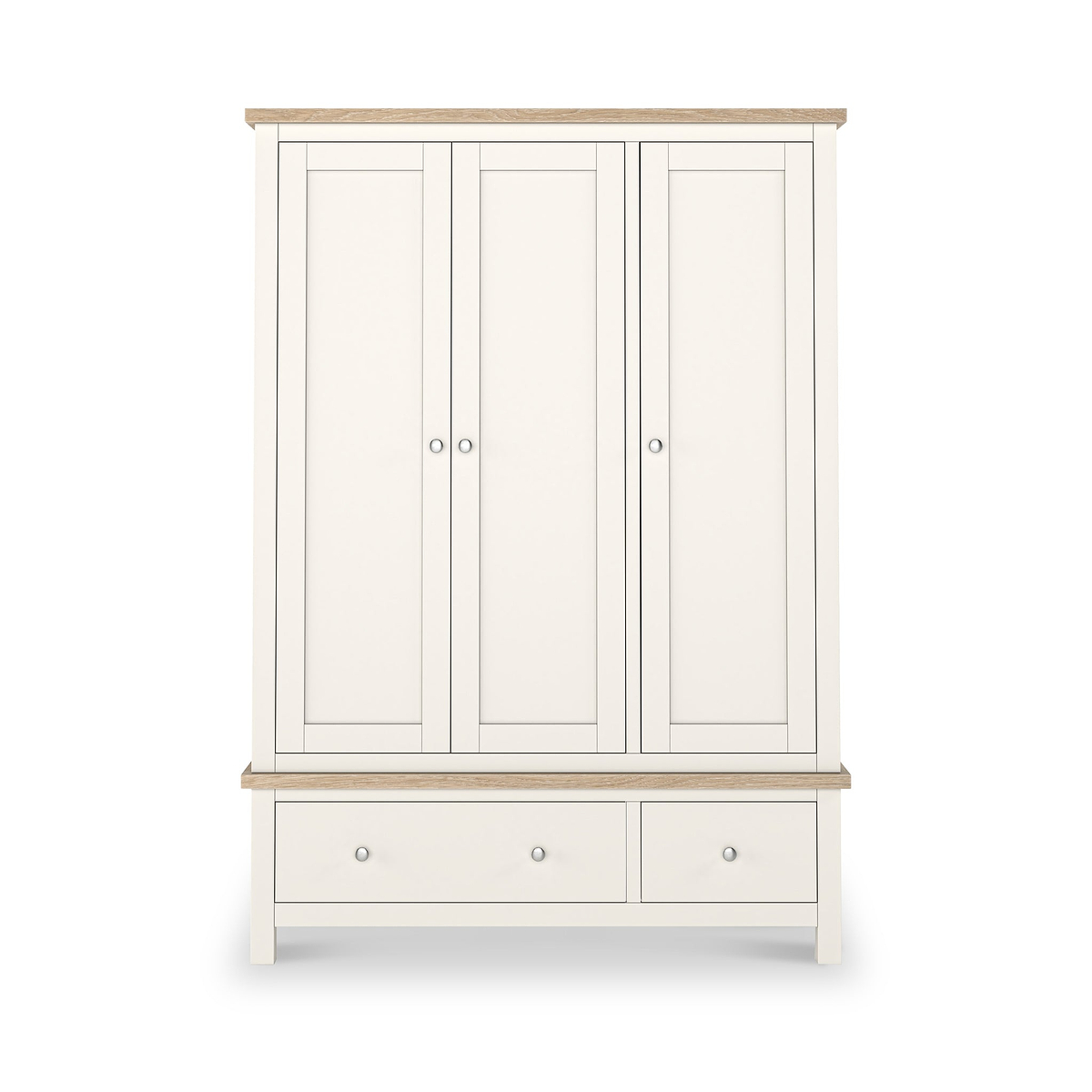 Farrow Triple Wardrobe with Drawers and metal handles from Roseland Furniture