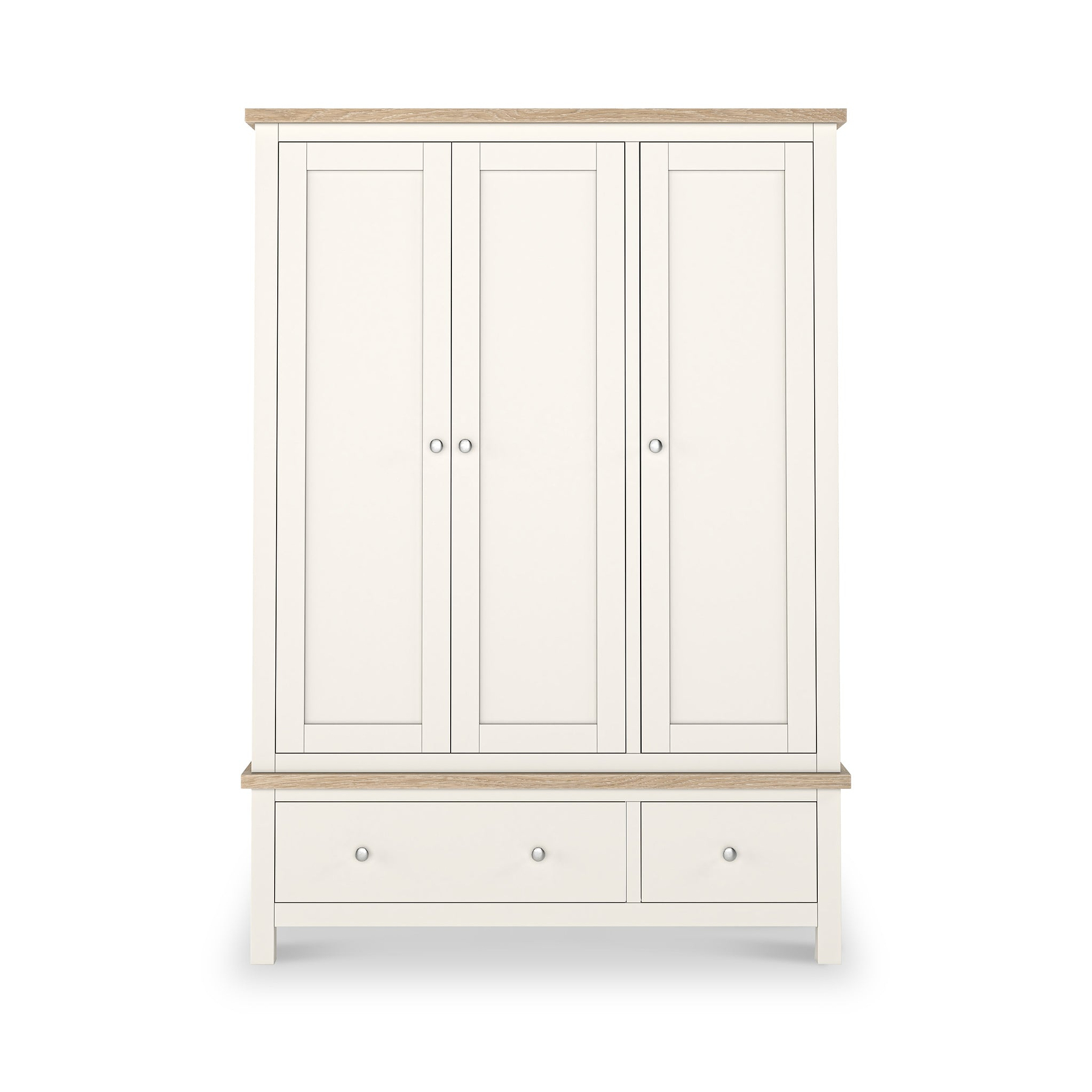 Farrow Triple Wardrobe with Drawers and metal handles from Roseland Furniture