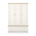 Farrow Triple Wardrobe with Drawers and wooden handles from Roseland Furniture