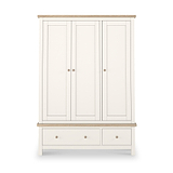 Farrow Triple Wardrobe with Drawers and wooden handles from Roseland Furniture