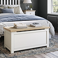 Farrow Coconut White Blanket Box with washed oak top from Roseland Furniture
