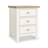 Farrow XL Coconut White Bedside Table  from Roseland Furniture - Angle view with silver handles